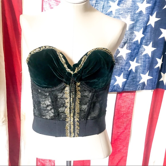 Beaded Lace & Velvet Bustier - Picture 2 of 9